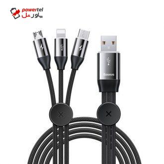 کابل تبدیل USB به USB-C/microUSB/لایتنینگ باسئوس مدل CAMLT-FX01 طول 1 متر