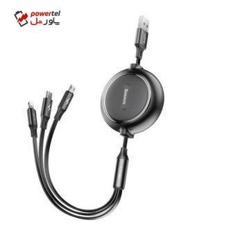 کابل تبدیل USB به USB-C/microUSB/لایتنینگ باسئوس مدل CAMLT-JH01 طول 1.2 متر