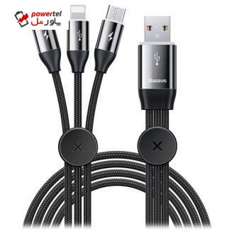 کابل تبدیل USB به USB-C/microUSB/لایتنینگ باسئوس مدل Car Co-sharing طول 1 متر کابل تبدیل USB به USB-C/microUSB/لایتنینگ باسئوس مدل Car Co-sharing طول 1 متر