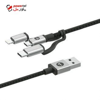 کابل تبدیل USB به USB-C/microUSB/لایتنینگ موفی مدل MP-01 طول 1 متر