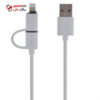 کابل تبدیل USB به microUSB/لایتنینگ روموس مدل CB20 طول 1 متر کابل تبدیل USB به microUSB/لایتنینگ روموس مدل CB20 طول 1 متر
