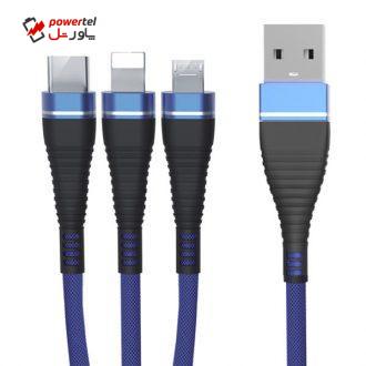 کابل تبدیل USB به microUSB/لایتنینگ/ USB – C یوزورو مدل U-23 طول 1.5 متر