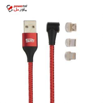 کابل تبدیل USB به microUSB/لایتنینگ/USB-C اس آر تی لاین مدل A360 طول 2 متر