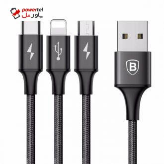 کابل تبدیل USB به microUSB/لایتنینگ/USB-C باسئوس مدل Rapid Series طول 1.2 متر کابل تبدیل USB به microUSB/لایتنینگ/USB-C باسئوس مدل Rapid Series طول 1.2 متر