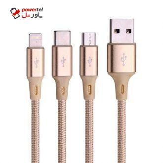 کابل تبدیل USB به microUSB/لایتنینگ/USB-C باوین مدل CB-076 طول  1 متر