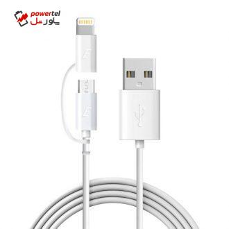 کابل تبدیل USB به microUSB / لایتنینگ انرجایزر مدل C11UBDUGWH4 طول 1.2 متر