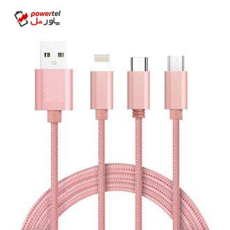 کابل تبدیل USB به microUSB / لایتنینگ / USB-C مدل M-85 طول 1.2 متر