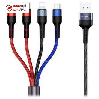 کابل تبدیل USB به microUSB /لایتنینگ/USB-C یوسمز مدل US-SJ377 U26 طول 1.2 متر کابل تبدیل USB به microUSB /لایتنینگ/USB-C یوسمز مدل US-SJ377 U26 طول 1.2 متر
