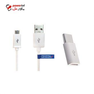 کابل تبدیل USB به microUSB مکا مدل MCU69 طول 1.5 متر به همراه مبدل microUSB به USB-C کابل تبدیل USB به microUSB مکا مدل MCU69 طول 1.5 متر به همراه مبدل microUSB به USB-C