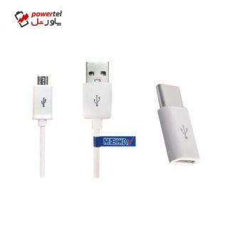 کابل تبدیل USB به microUSB مکا مدل MCU71 طول 2 متر به همراه مبدل microUSB به USB-C