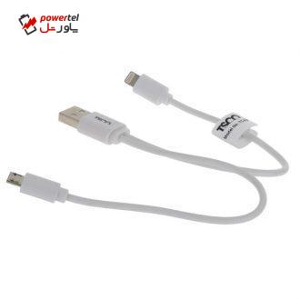 کابل تبدیل USB به microUSB  و لایتنینگ تسکو مدل TC-A28 طول 0.2 متر