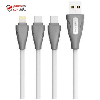 کابل تبدیل USB به microUSB و لایتنینگ جوی روم مدل JR-S105 به طول 1.4 متر