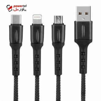 کابل تبدیل USB به microUSB / USB-C / لایتنینگ مدل JKX37 طول 0.15 متر کابل تبدیل USB به microUSB / USB-C / لایتنینگ مدل JKX37 طول 0.15 متر
