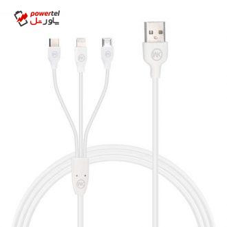 کابل تبدیل USB به microUSB/USB-C/لایتنینگ دبلیو کی مدل WDC-061 طول 1 متر کابل تبدیل USB به microUSB/USB-C/لایتنینگ دبلیو کی مدل WDC-061 طول 1 متر