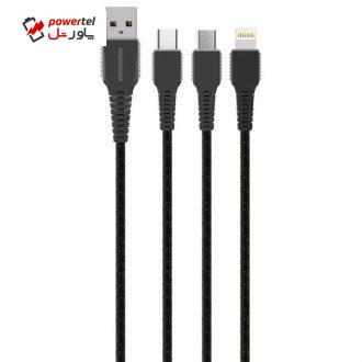 کابل تبدیل USB به microUSB/USB-C/لایتنینگ راک رز مدل Cobra Pro طول 1.2 متر