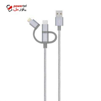 کابل تبدیل USB به microUSB/USB-C/لایتنینگ فیلیپس مدل DLC2608BK طول 1.2 متر