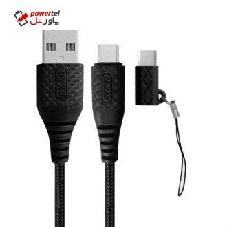 کابل تبدیل USB به microUSB/USB-C بیاند مدل BA-305 طول 1 متر