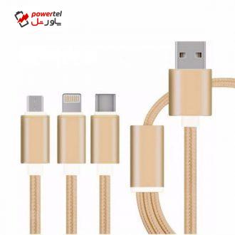 کابل تبدیل USB به microUSB/USB-C / لایتنینگ مدل Fashi-1 طول 1 متر کابل تبدیل USB به microUSB/USB-C / لایتنینگ مدل Fashi-1 طول 1 متر