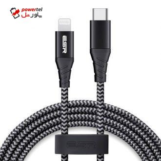 کابل تبدیل USB-C به لایتنینگ ای اِس آر مدل Braided Nylon طول 2 متر کابل تبدیل USB-C به لایتنینگ ای اِس آر مدل Braided Nylon طول 2 متر