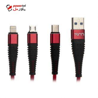 کابل تبدیل USB-C به لایتنینگ و microUSB تسکو مدل TC-A33 طول 1.20 متر کابل تبدیل USB-C به لایتنینگ و microUSB تسکو مدل TC-A33 طول 1.20 متر