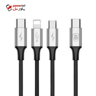 کابل تبدیل USB-C به microUSB/لایتنینگ/USB-C باسئوس مدل Rapid Series طول 1.2 متر