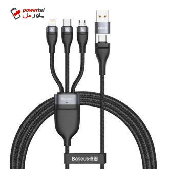 کابل تبدیل USB/USB-C به لایتنینگ/USB-C/micro-USB باسئوس مدل CA2T3-G1 طول 1.2 متر