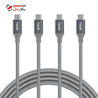 کابل شارژر USB-C هویت مدل HV-ST003 طول 1 متر بسته دو عددی