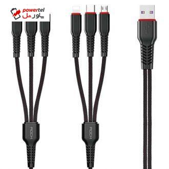 کابل USB به لایتنینگ / USB-C / microUSB راک مدل RCB0734 طول 2 متر