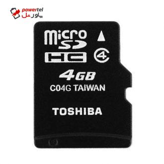 کارت حافظه microSDHC توشیبا مدل C04G کلاس 4 استاندارد UHS-I سرعت 15MBps ظرفیت 4 گیگابایت کارت حافظه microSDHC توشیبا مدل C04G کلاس 4 استاندارد UHS-I سرعت 15MBps ظرفیت 4 گیگابایت