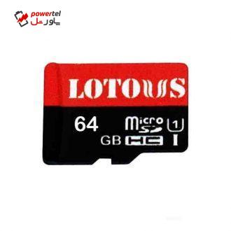 کارت حافظه‌ microSDHC لوتوس مدل U1 533X کلاس 10 استاندارد UHS-I U1 سرعت 80MBps ظرفیت 64 گیگابایت