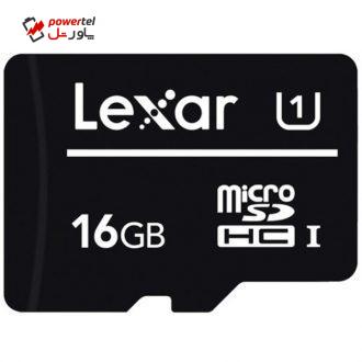 کارت حافظه‌ microSDHC لکسار مدل Speed up to کلاس 10 استاندارد UHS-I U1سرعت 80MBps ظرفیت 16 گیگابایت
