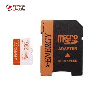 کارت حافظه microSDXC اکس-انرژی مدل IP22 کلاس 10 استاندارد UHS-I U1 سرعت 80MBps ظرفیت 256 گیگابایت به همراه آداپتور SD کارت حافظه microSDXC اکس-انرژی مدل IP22 کلاس 10 استاندارد UHS-I U1 سرعت 80MBps ظرفیت 256 گیگابایت به همراه آداپتور SD