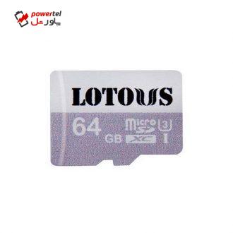 کارت حافظه microSDXC لوتوس مدل 600X کلاس 10 استاندارد UHS-I U3 سرعت 90MBps ظرفیت 64 گیگابایت کارت حافظه microSDXC لوتوس مدل 600X کلاس 10 استاندارد UHS-I U3 سرعت 90MBps ظرفیت 64 گیگابایت