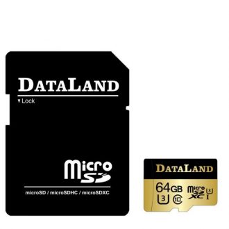 کارت حافظه  دیتالند مدل 600x کلاس 10 استاندارد UHS-I U3 سرعت 100MBps ظرفیت 64 گیگابایت همراه با آداپتور SD