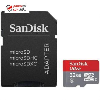 کارت حافظه سن دیسک مدل اولترا کلاس 10 استاندارد UHS-I U1 سرعت 48MB/s همراه با آداپتور تبدیل – 32GB