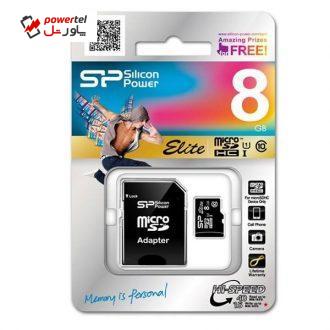 کارت حافظه سیلیکون پاور مدل الیت UHS-I Class10 8GB 40MBs به همراه آداپتور تبدیل – 8GB کارت حافظه سیلیکون پاور مدل الیت UHS-I Class10 8GB 40MBs به همراه آداپتور تبدیل – 8GB