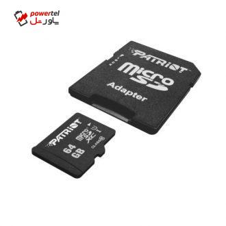 کارت حافظه میکرو اس دی پتریوت سری LX سرعت 85MB/s ظرفیت 64 گیگابایت همراه با آداپتور کارت حافظه میکرو اس دی پتریوت سری LX سرعت 85MB/s ظرفیت 64 گیگابایت همراه با آداپتور
