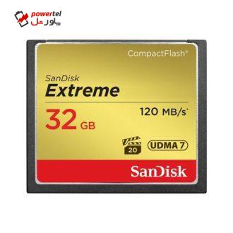 کارت حافظه CompactFlash سن دیسک مدل Extreme سرعت 120MBps ظرفیت 32 گیگابایت کارت حافظه CompactFlash سن دیسک مدل Extreme سرعت 120MBps ظرفیت 32 گیگابایت