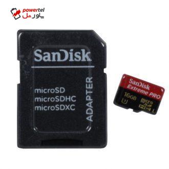 کارت حافظه Micro SDXC سن دیسک مدل Extreme PRO کلاس 3 استاندارد Extreme سرعت95Mb/s همراه آداپتور SD ظرفیت  16 گیگابایت