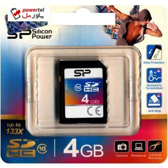 کارت حافظه SDHC سیلیکون پاور کلاس 10 سرعت 133X ظرفیت 4 گیگابایت کارت حافظه SDHC سیلیکون پاور کلاس 10 سرعت 133X ظرفیت 4 گیگابایت