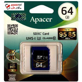 کارت حافظه SDXC اپیسر کلاس 10 استاندارد UHS-I U3 سرعت 95MBps ظرفیت 64 گیگابایت کارت حافظه SDXC اپیسر کلاس 10 استاندارد UHS-I U3 سرعت 95MBps ظرفیت 64 گیگابایت
