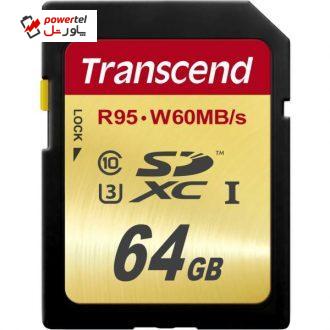 کارت حافظه SDXC ترنسند مدل Ultimate کلاس 10 استاندارد UHS-I U3 سرعت 95MBps 633X ظرفیت 64 گیگابایت