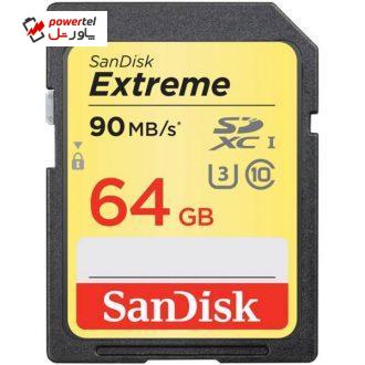 کارت حافظه SDXC سن دیسک مدل Extreme کلاس 10 استاندارد UHS-I U3 سرعت 600X 90MBps ظرفیت 64 گیگابایت