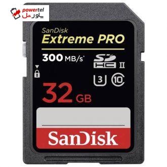 کارت حافظه SDXC سن دیسک مدل Extreme Pro استاندارد UHS-II U3 سرعت 300MBps ظرفیت 32 گیگابایت کارت حافظه SDXC سن دیسک مدل Extreme Pro استاندارد UHS-II U3 سرعت 300MBps ظرفیت 32 گیگابایت