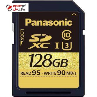 کارت حافظه SDXC پاناسونیک مدل RP-SDUD128AK کلاس 10 استاندارد UHS-I U3 سرعت 95MBps ظرفیت 128 گیگابایت کارت حافظه SDXC پاناسونیک مدل RP-SDUD128AK کلاس 10 استاندارد UHS-I U3 سرعت 95MBps ظرفیت 128 گیگابایت