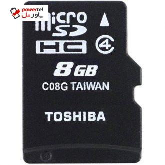 کارت حافظه microSDHC توشیبا مدل C08G کلاس 4 سرعت UP TO 10MBPS ظرفیت 8 گیگابایت کارت حافظه microSDHC توشیبا مدل C08G کلاس 4 سرعت UP TO 10MBPS ظرفیت 8 گیگابایت