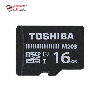 کارت حافظه microSDHC توشیبا مدل M203 کلاس 10 استاندارد UHS-I سرعت 100MBps ظرفیت 16 گیگابایت کارت حافظه microSDHC توشیبا مدل M203 کلاس 10 استاندارد UHS-I سرعت 100MBps ظرفیت 16 گیگابایت