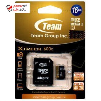 کارت حافظه microSDHC تیم گروپ مدل Extreem کلاس 10 استاندارد UHS-I U3 سرعت 90MBps 600X به همراه آداپتور SD ظرفیت 16 گیگابایت کارت حافظه microSDHC تیم گروپ مدل Extreem کلاس 10 استاندارد UHS-I U3 سرعت 90MBps 600X به همراه آداپتور SD ظرفیت 16 گیگابایت