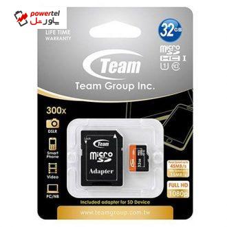 کارت حافظه MicroSDHC تیم گروپ کلاس 10 استاندارد UHS-I U1 سرعت 80MBps ظرفیت 32 گیگابایت