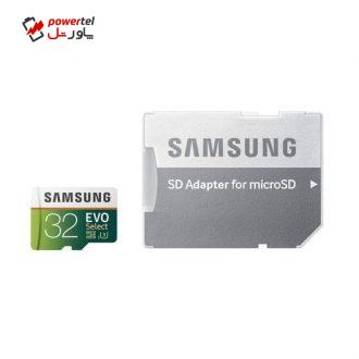 کارت حافظه microSDHC سامسونگ مدل Evo Select کلاس 10 استاندارد UHS-I U3 سرعت 100MBps ظرفیت 32 گیگابایت به همراه آداپتور SD